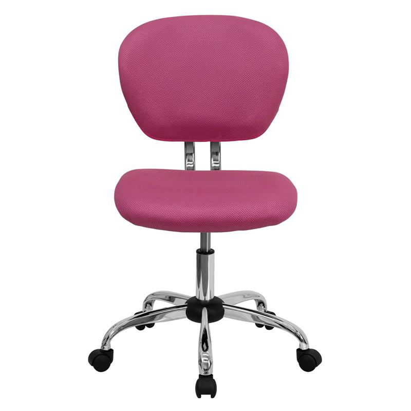 Mid-Back Pink Mesh Padded Swivel Task Office Chair with Chrome Base