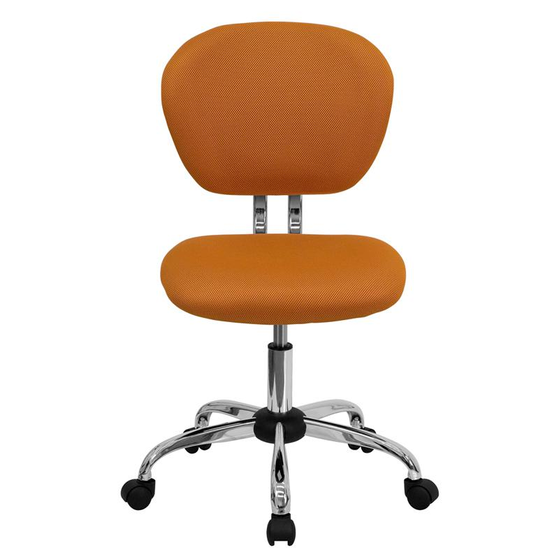 Mid-Back Orange Mesh Padded Swivel Task Office Chair with Chrome Base