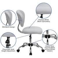 Thumbnail for Mid-Back White Mesh Padded Swivel Task Office Chair with Chrome Base