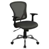 Thumbnail for Mid-Back Dark Gray Mesh Swivel Task Office Chair with Chrome Base and Arms