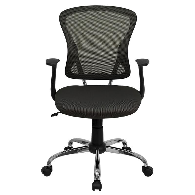 Mid-Back Dark Gray Mesh Swivel Task Office Chair with Chrome Base and Arms