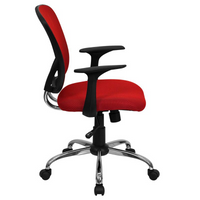 Thumbnail for Mid-Back Red Mesh Swivel Task Office Chair with Chrome Base and Arms
