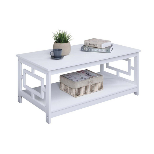 Town Square Coffee Table with Shelf, White