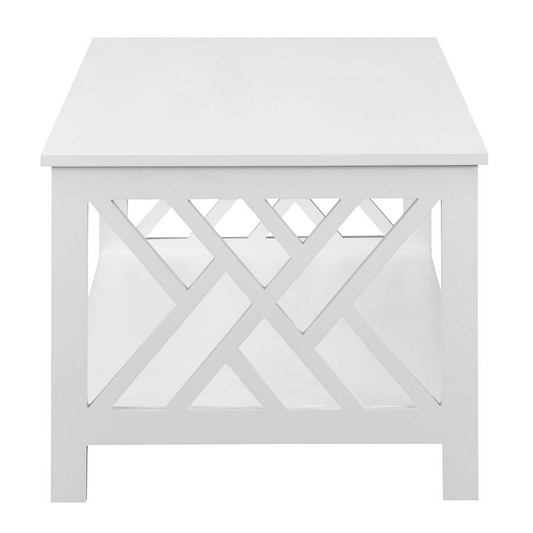 Titan Coffee Table with Shelf, White