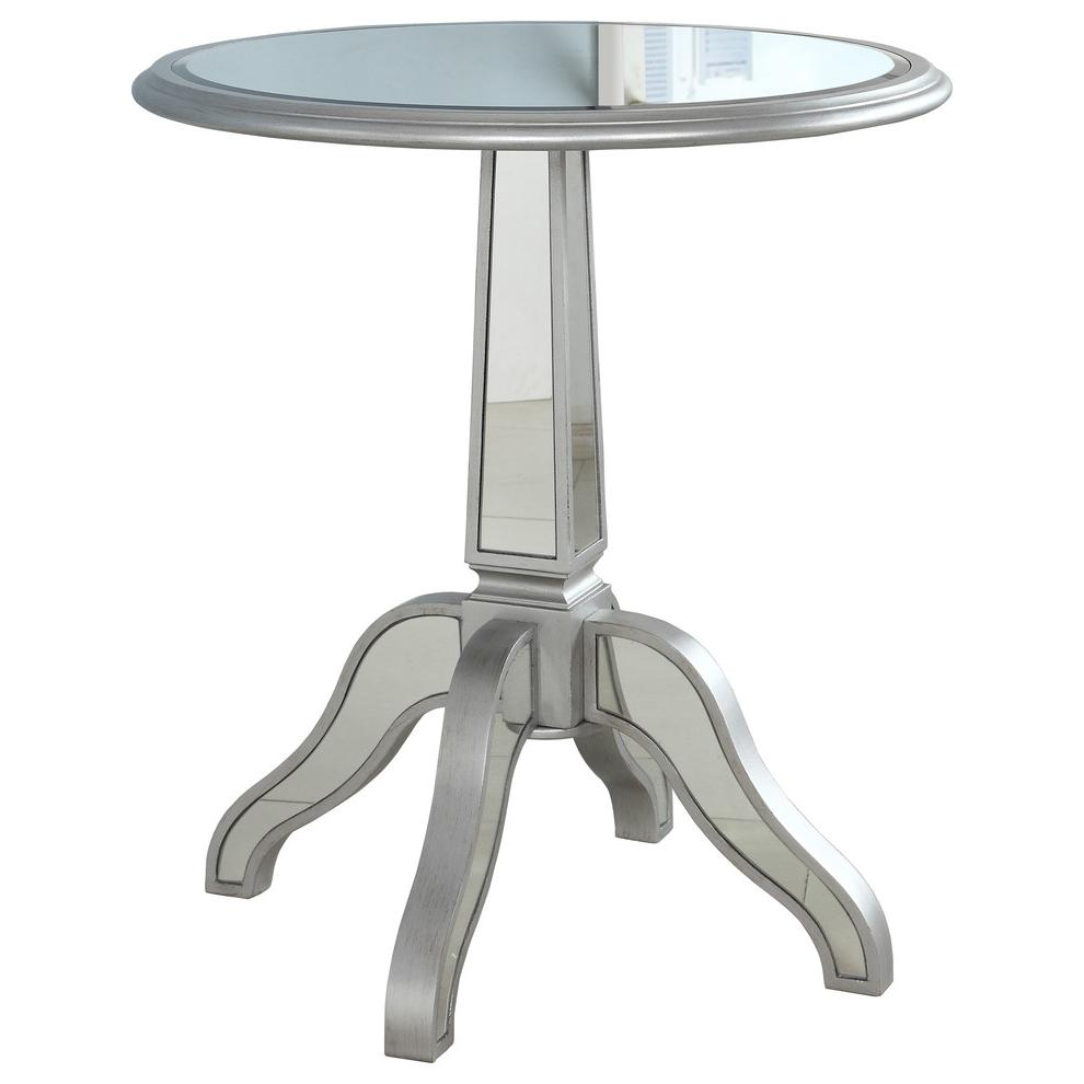 Silver Mirrored Round Side Table