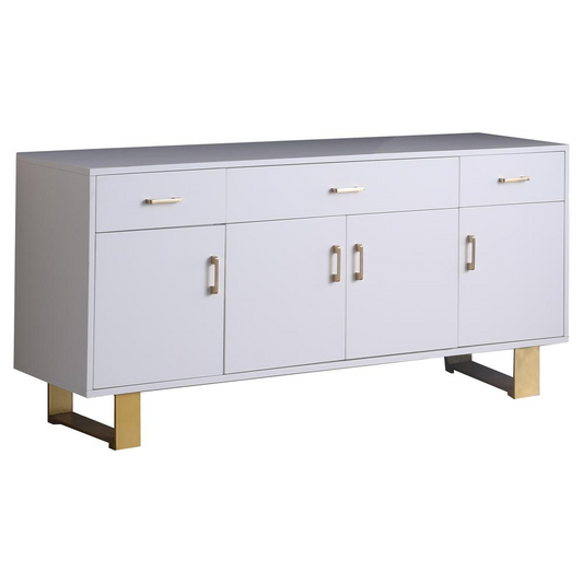 Tyrion White Lacquer Sideboard with Gold Accents