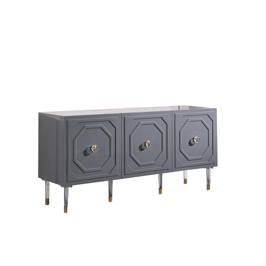 Jadran 65" Lacquer with Gold Accents Sideboard, Grey