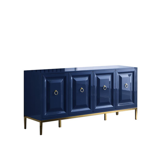 Sujay 66" Lacquer with Gold Accents Sideboard, Navy Blue