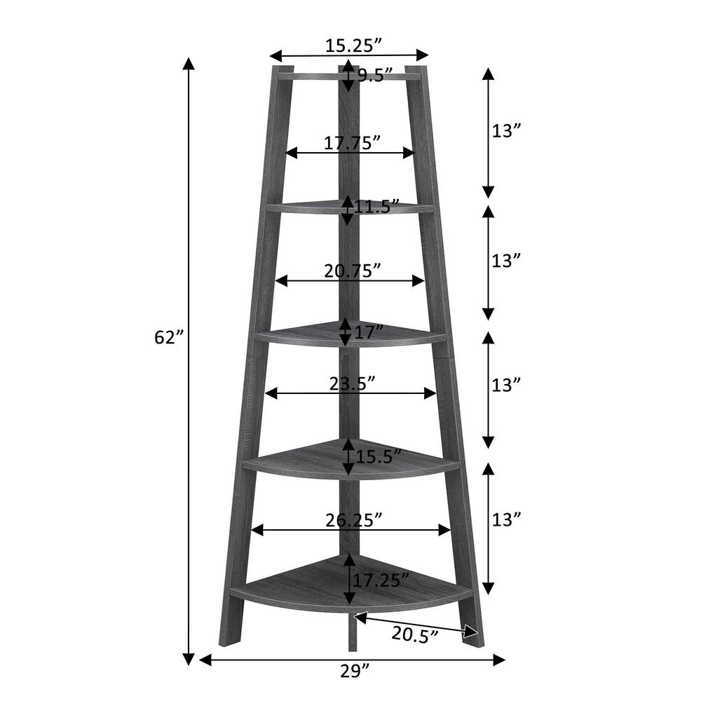 Newport 5 Tier Wide Corner Bookcase