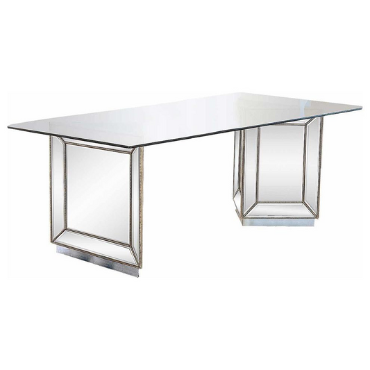 Nicolette Mirrored Silver 96" Dining Table