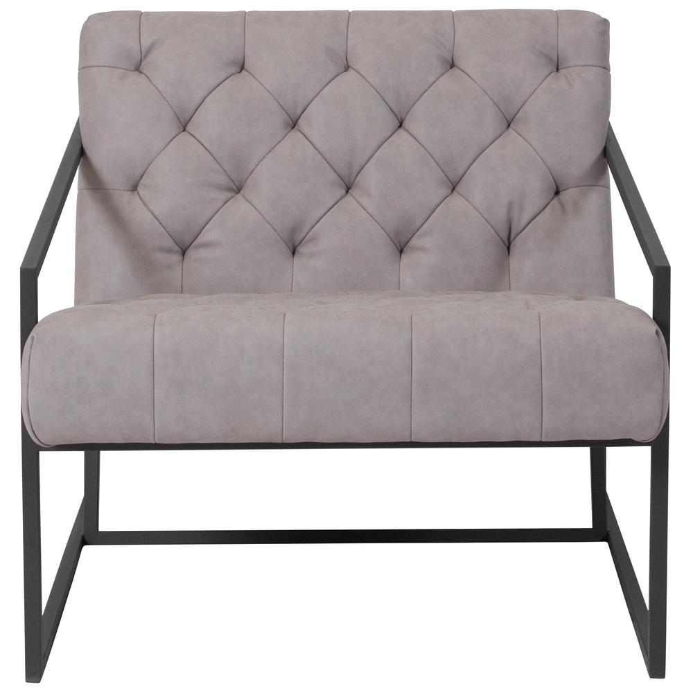 HERCULES Madison Series Retro Light Gray LeatherSoft Tufted Lounge Chair