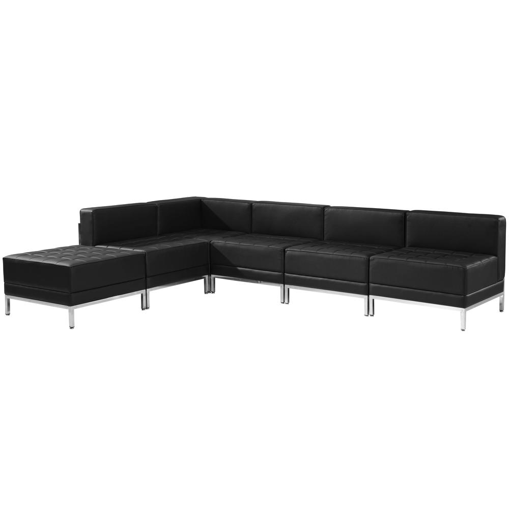 HERCULES Imagination Series Black LeatherSoft Sectional Configuration, 6 Pieces