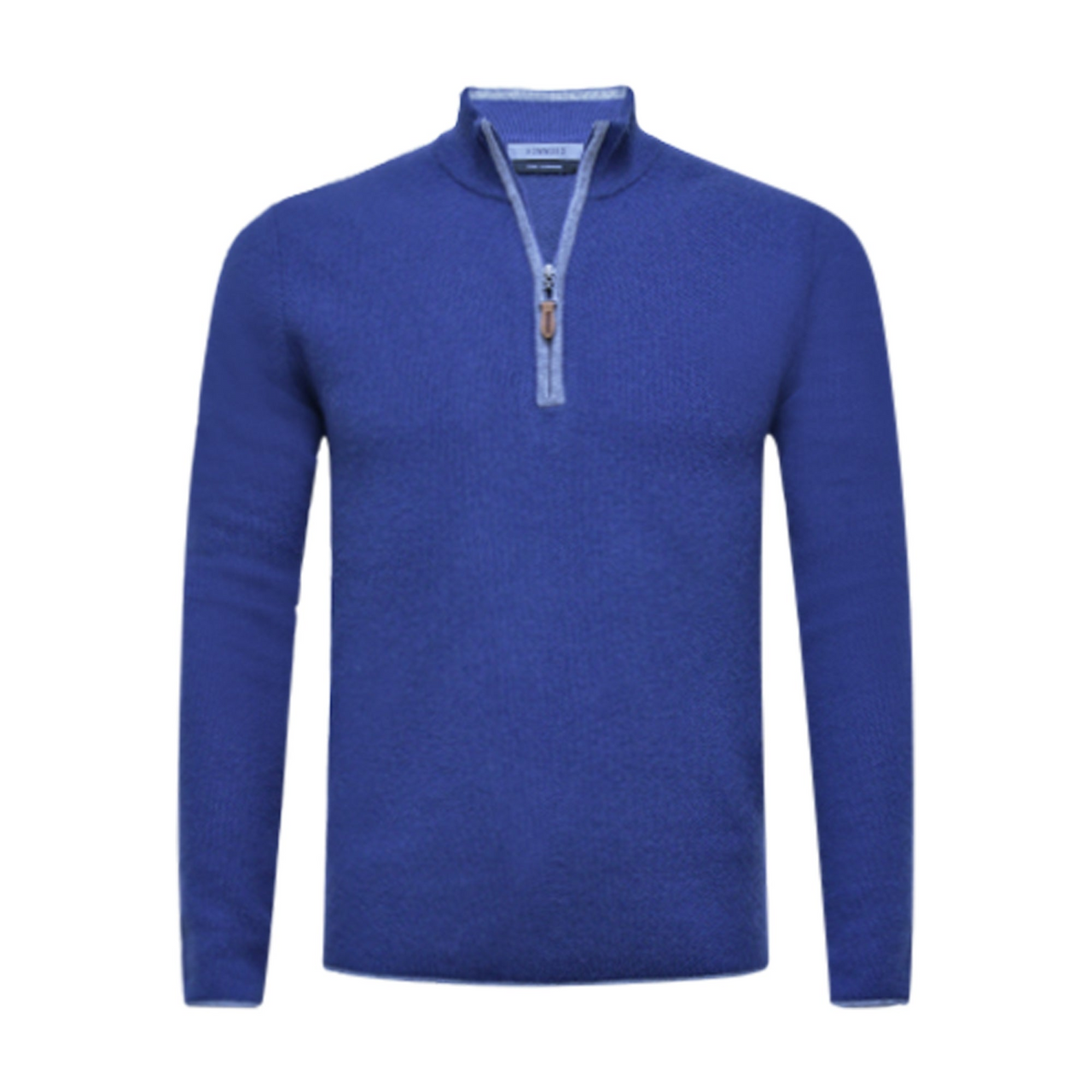 Kobalt Blue Cashmere Zip Neck Sweater Verbier in pique stitch
