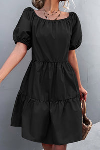 Thumbnail for Square Neck Short Sleeve Mini Dress