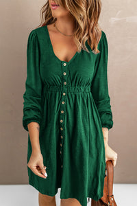 Thumbnail for Button Down Long Sleeve Dress with Pockets