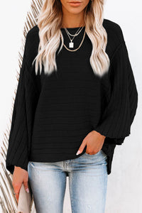 Thumbnail for Round Neck Long Sleeve Knit Top