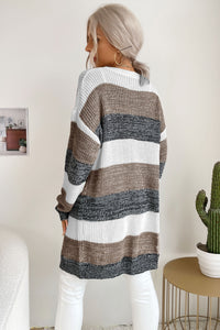 Thumbnail for Striped Long Sleeve Duster Cardigan