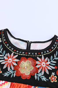 Thumbnail for Embroidered Round Neck Short Sleeve Top