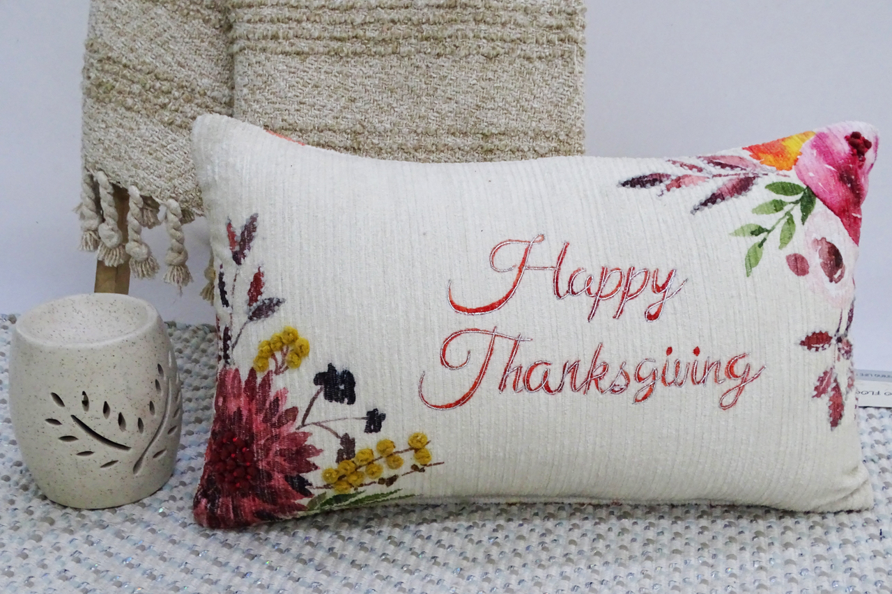 14"X24" Thanksgiving Throw Pillow with text