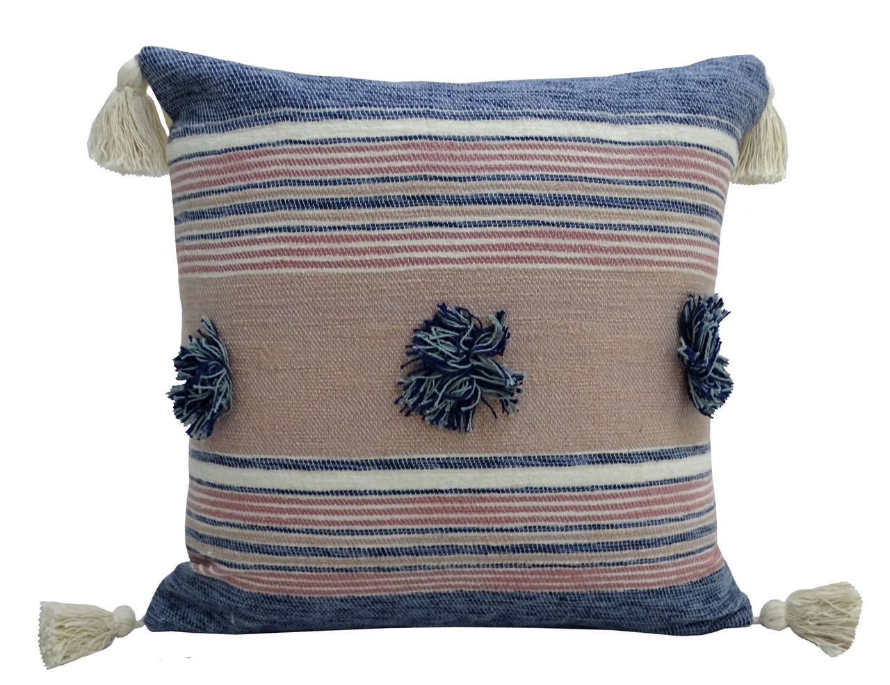 20" x 20" Throw Pillow with Tassels and Pom-Poms