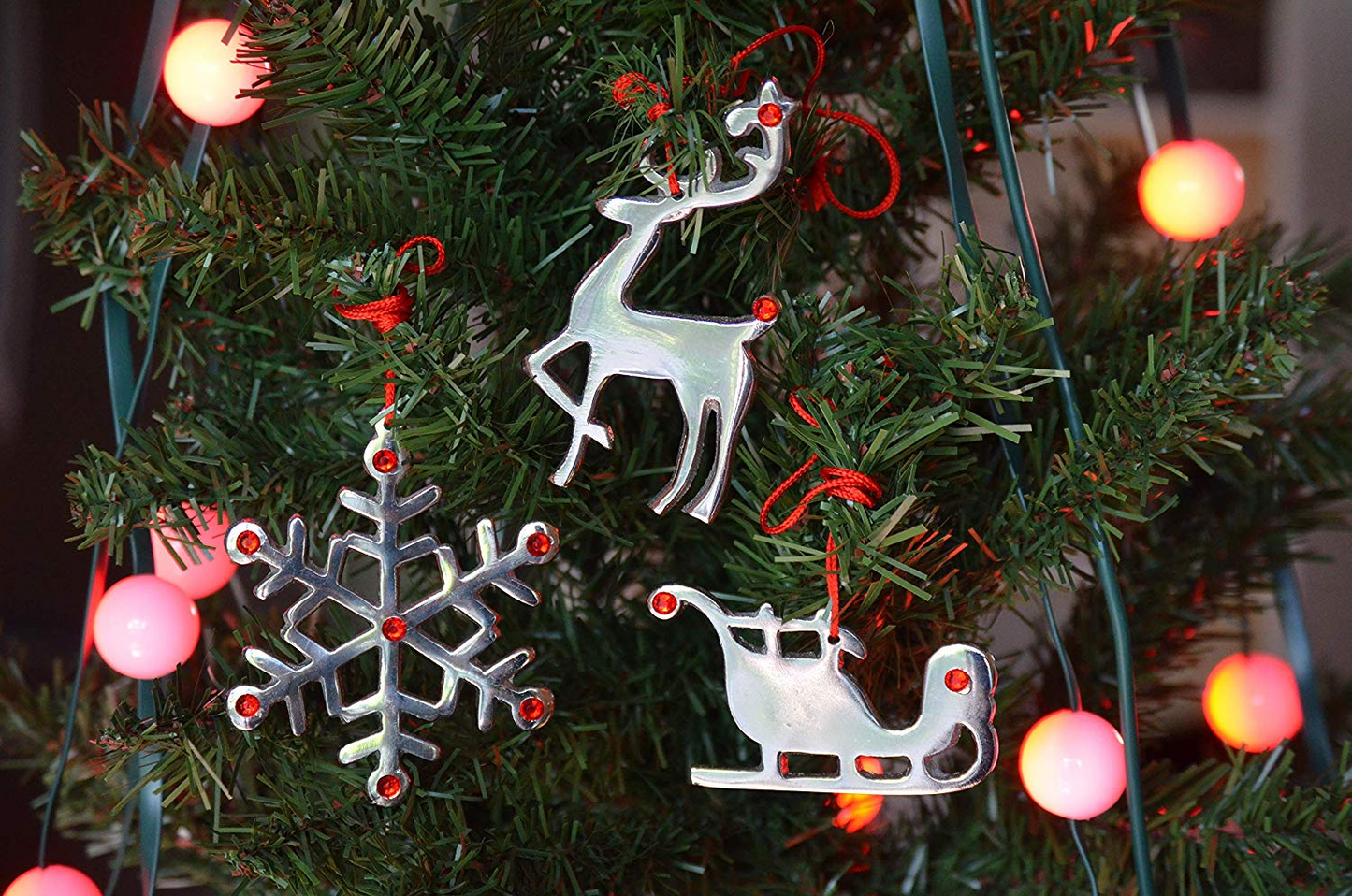 Sleigh Christmas Tree Ornament Decorations Set of 8
