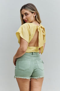 Thumbnail for HYFVE Out For Brunch Flowy Sleeve Open Back Crop Top
