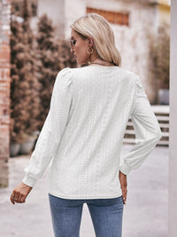 Thumbnail for Eyelet Square Neck Puff Sleeve Blouse