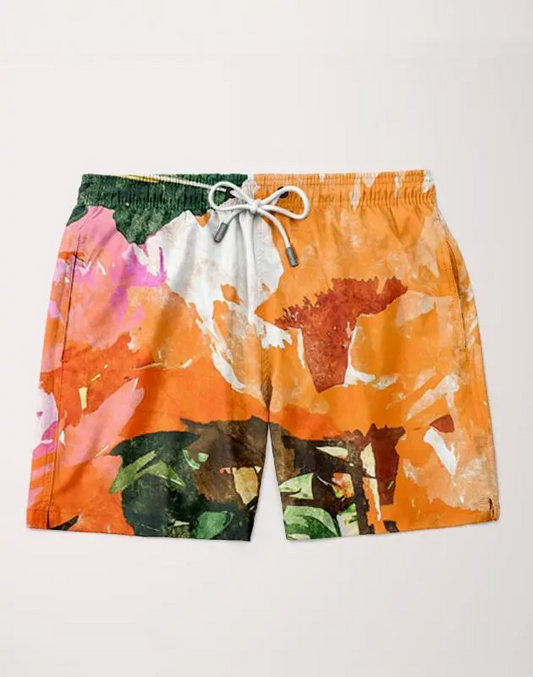 Orange Flower Shorts