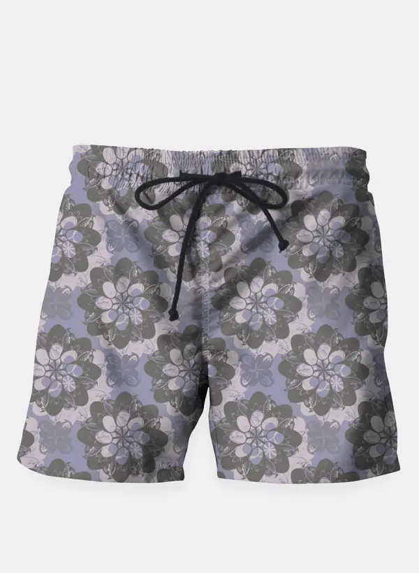 Gray Flower Shorts