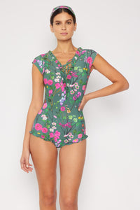 Thumbnail for Marina West Swim Bring Me Flowers V-Neck One Piece Swimsuit In Sage