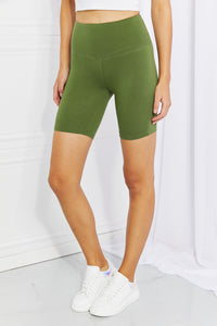 Thumbnail for Zenana Fearless Full Size Brushed Biker Shorts in Olive
