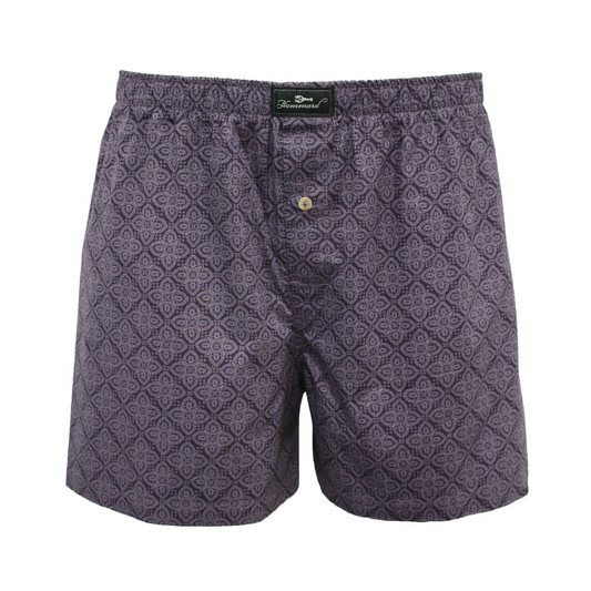 Woven Cotton Boxer Shorts Purple Paisley