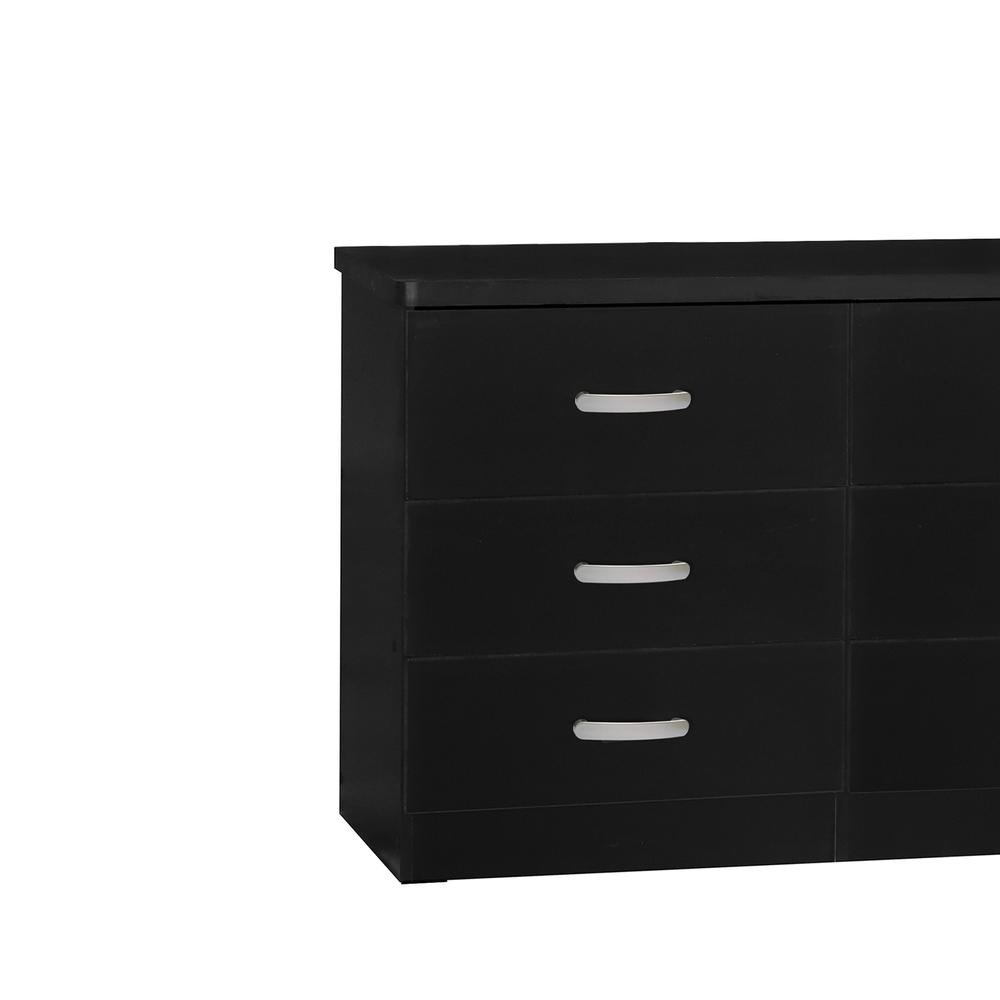 Better Home Products DD & PAM 6 Drawer Engineered Wood Bedroom Dresser in Black