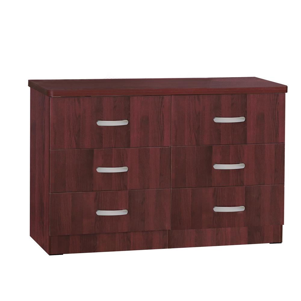 Better Home Products DD & PAM 6 Drawer Engineered Wood Dresser in Mahogany