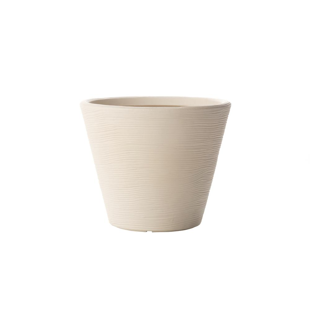 Shabby 17.75" Lightweight Round Tapered Planter, Pearl White