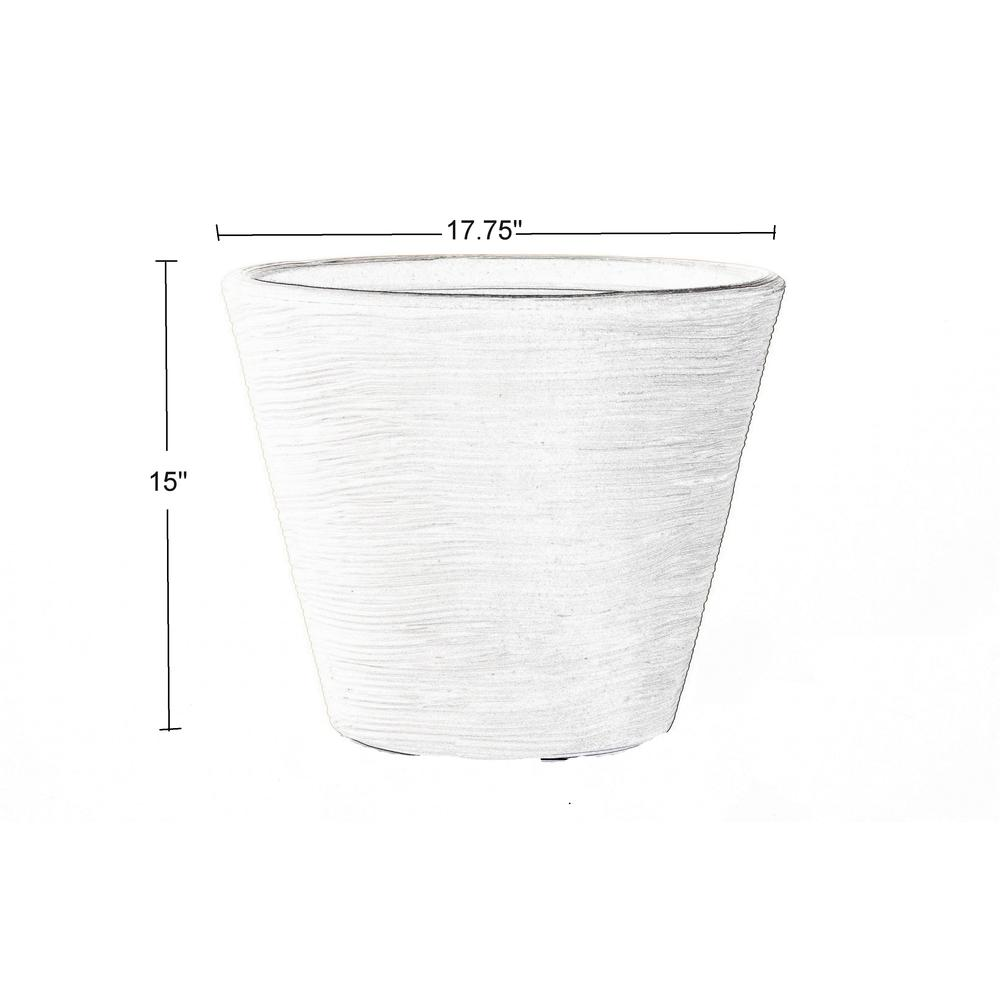 Shabby 17.75" Lightweight Round Tapered Planter, Pearl White