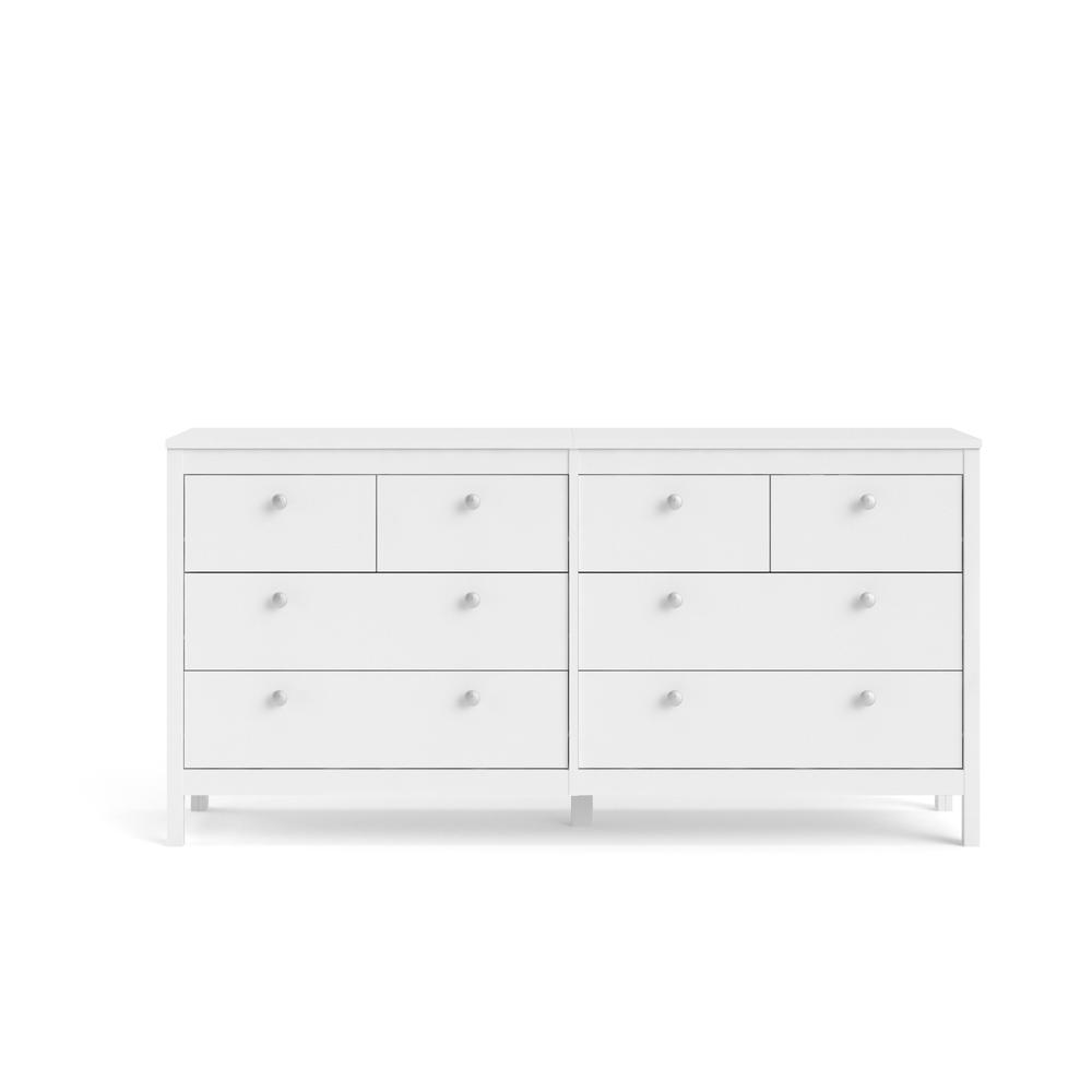 Madrid 8 Drawer Double Dresser , White