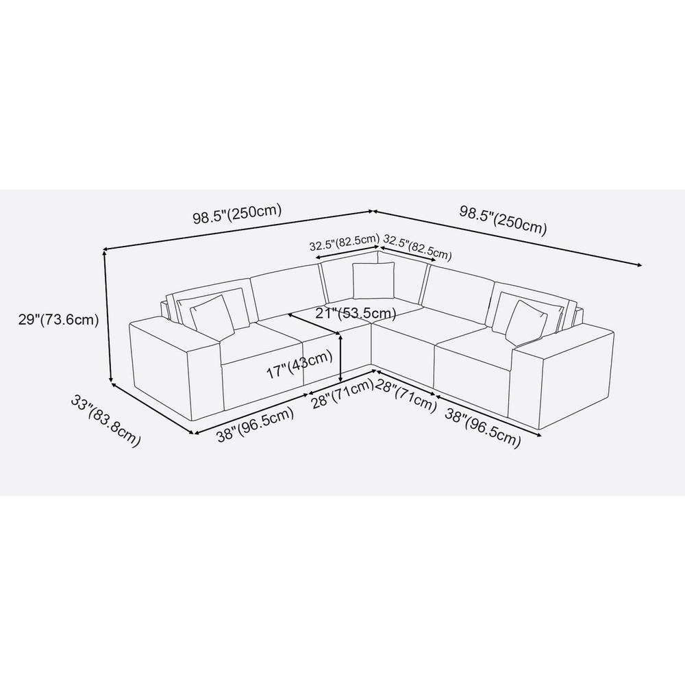LILOLA Jenson Modular Sectional Sofa in Dark Gray Linen