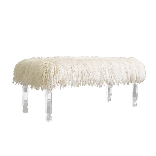 White Faux Fur Bench