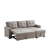 Thumbnail for Hunter Light Gray Linen Reversible Sleeper Sectional Sofa with Storage Chaise