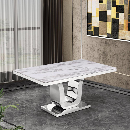Dining Table with White Marble Top