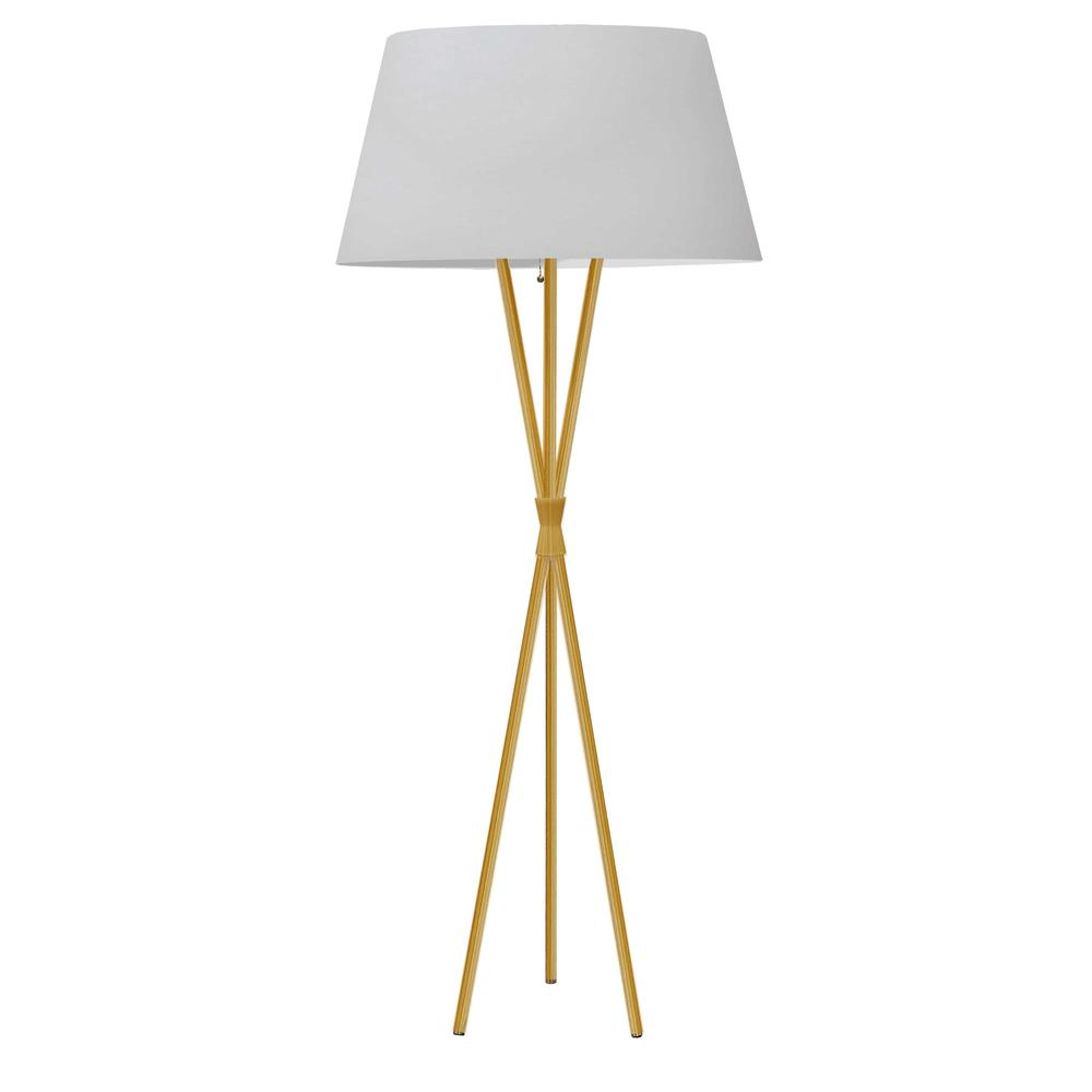 Kimberly 1LT Floor Lamp, Gold w/ White Shade