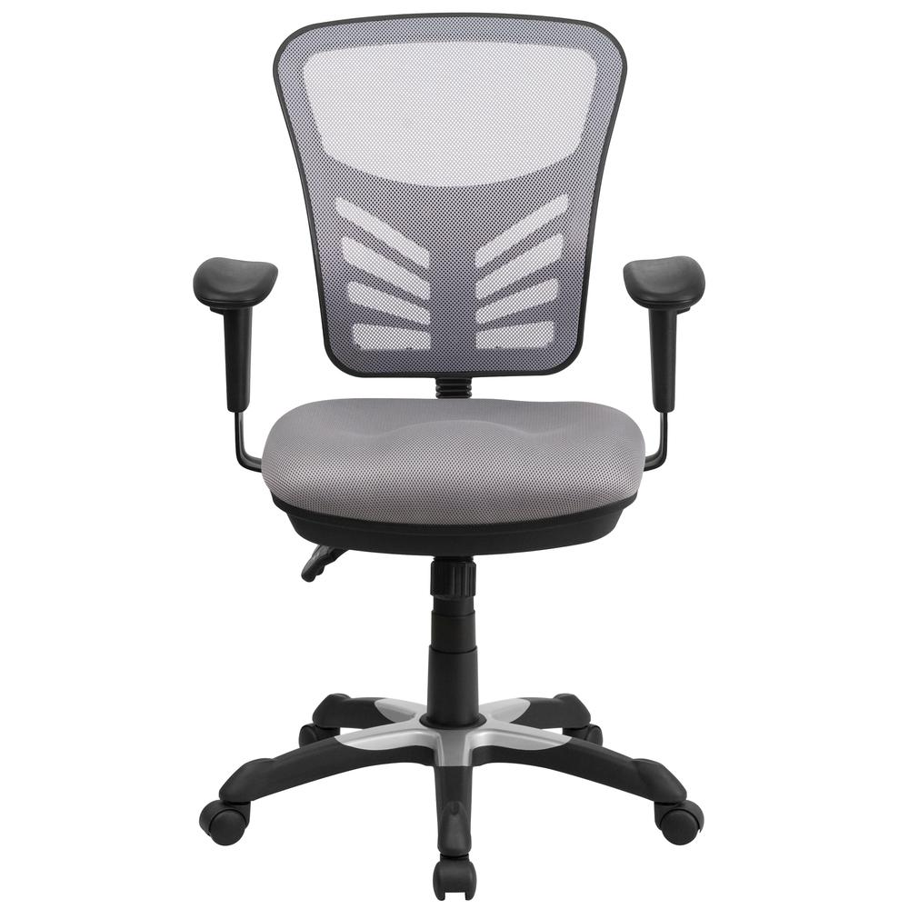 Mid-Back Gray Mesh Multifunction Executive Swivel Ergonomic Office Chair with Adjustable Arms