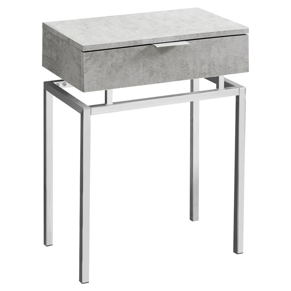 SIDE ACCENT TABLE - 24"H / GREY CEMENT / CHROME METAL