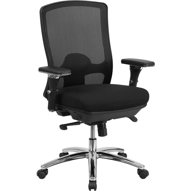 HERCULES Series 24/7 Intensive Use Big & Tall 350 lb. Rated Black Mesh Multifunction Swivel Ergonomic Office Chair