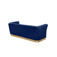 Thumbnail for Livingston Blue Velour Sofa with Gold Trim