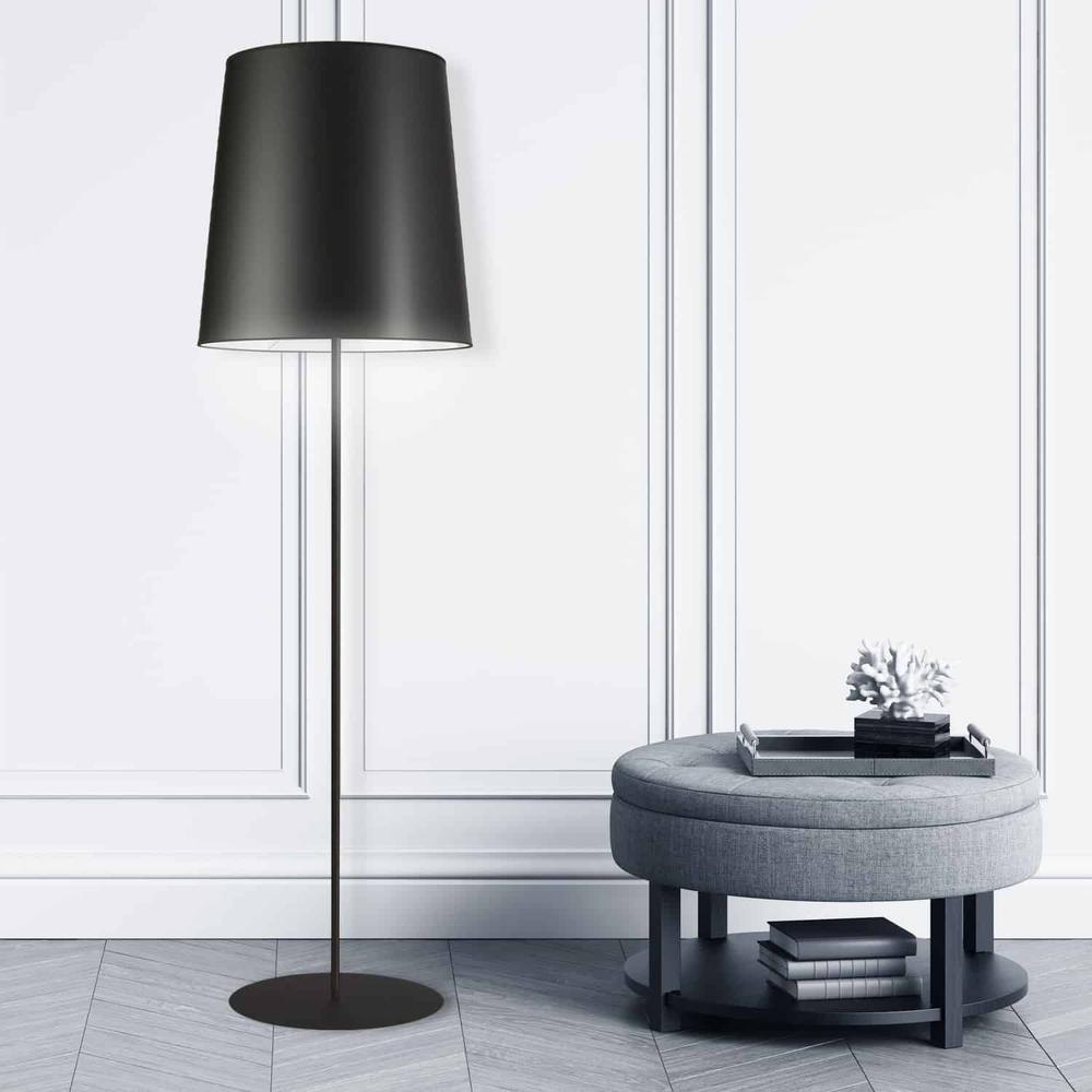 Sierra 1LT Drum Floor Lamp w/ Jtone BK Shade, Black