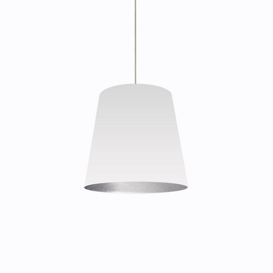 Gianna 1LT Oversized Drum Pendant, Medium - White/Silver