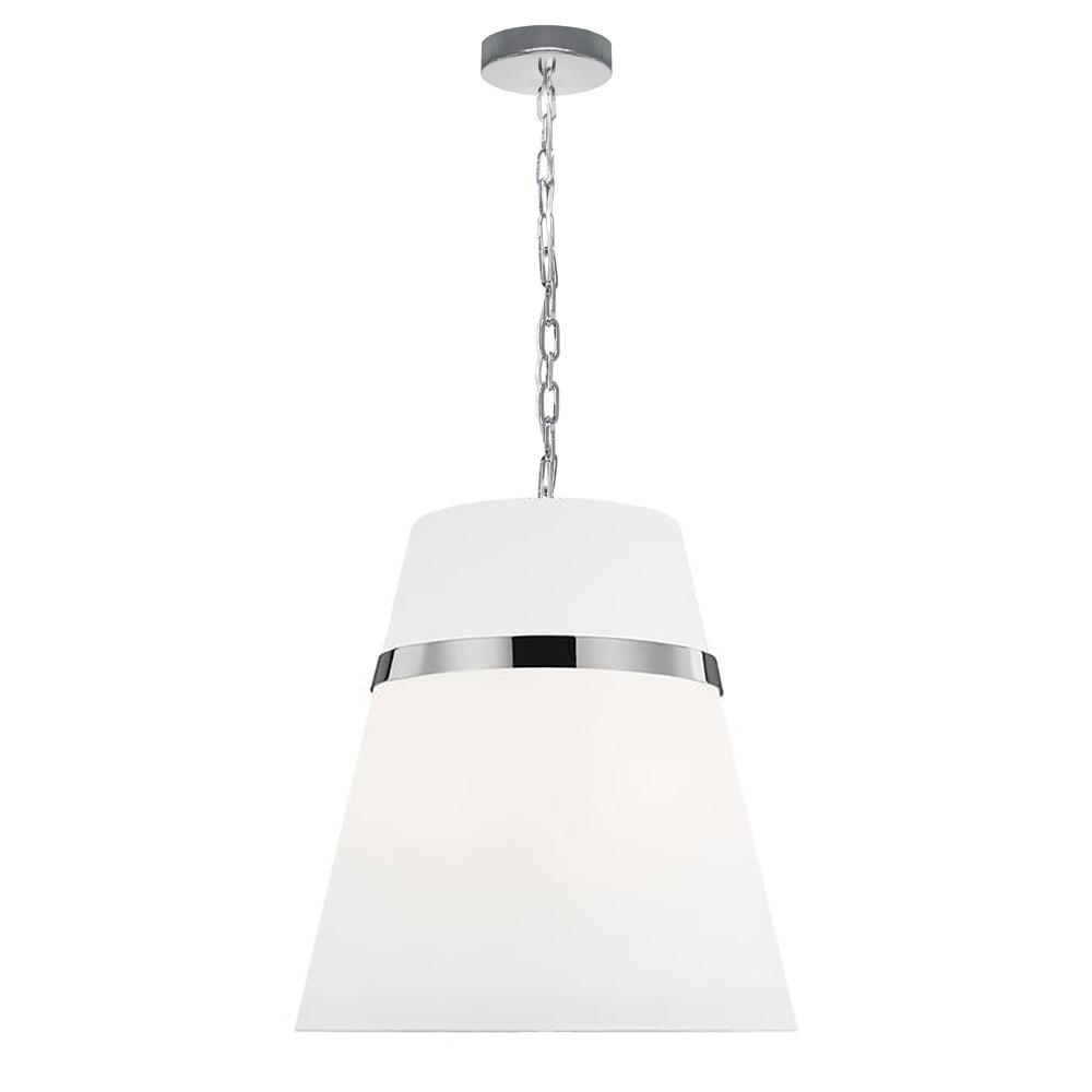 Everly 3LT Pendant,  PC w/ WH Shade