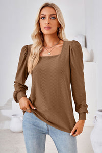 Thumbnail for Square Neck Puff Sleeve Blouse